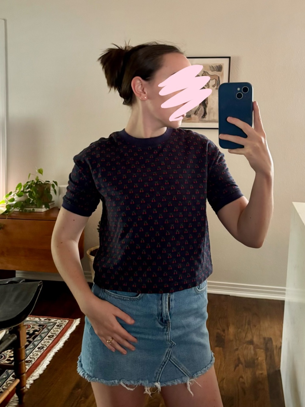 Madewell Navy Short-Sleeve Tee with Cherries